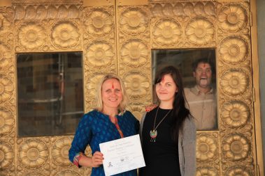 Yoga teacher with training graduation certificate | Santosh Yoga Institute in Salt Lake City, UT