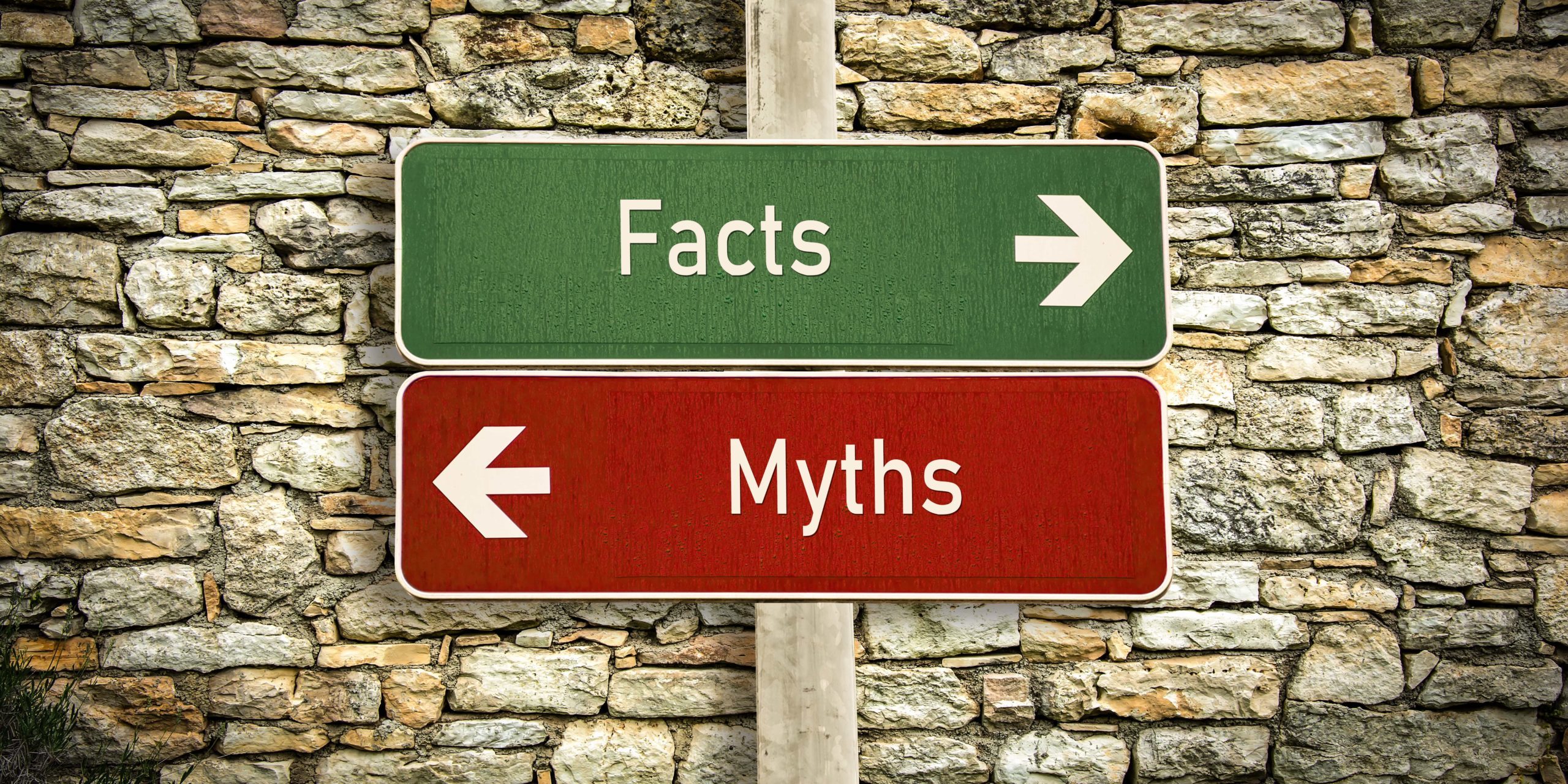 Facts & myths greet & red signboard in Salt Lake City, UT | Santosh Yoga Institute