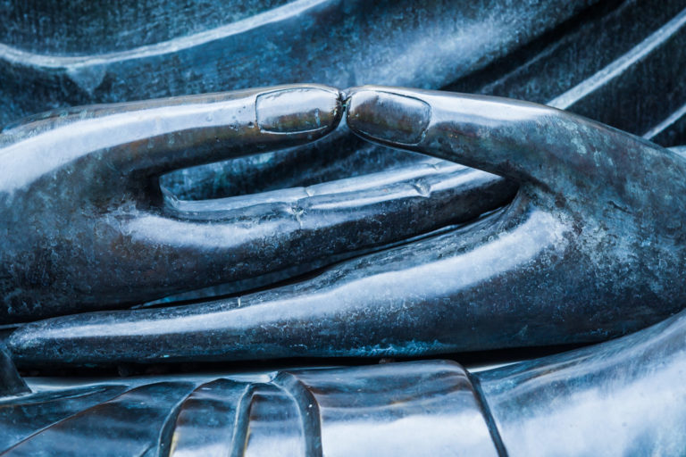 Dhyana, or Samadhi mudra hand gesture in Salt Lake City, UT | Santosh Yoga Institute
