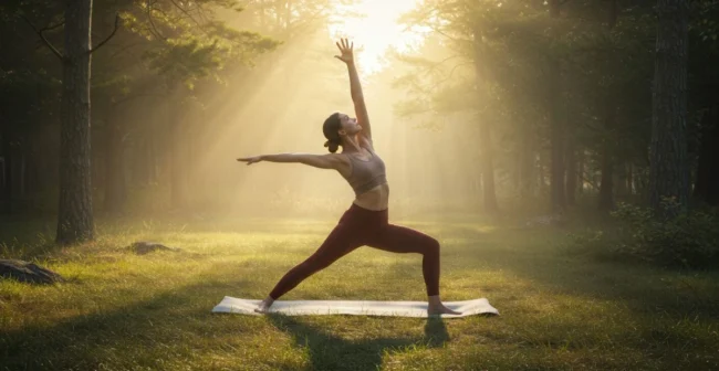 Virabhadrasana (Warrior Pose) in Yoga by Santosh Yoga Institute