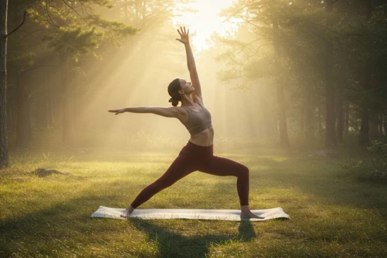 Virabhadrasana (Warrior Pose) in Yoga by Santosh Yoga Institute